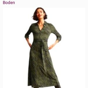 Boden 2023-24 green animal print dress